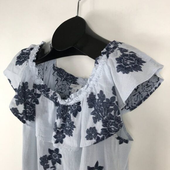 J. Jill Ocean Breeze Jacquard Ruffle Off Shoulder Top Women's Medium Floral - Picture 3 of 11